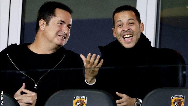 Liam Rosenior (right) with Hull owner Acun Ilicali