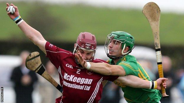 Nigel Elliott (right) helped Dunloy surprise Cushendall in the Antrim Hurling Final at Ballycastle