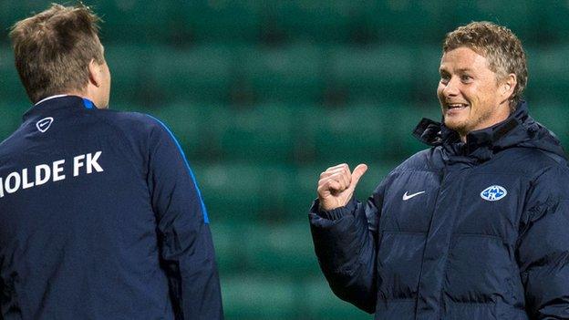 Molde head coach Ole Gunnar Solskjaer at Celtic Park