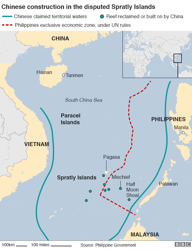 Map showing Spratly Islands