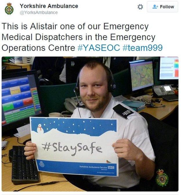 Tweet from Yorkshire Ambulance Service