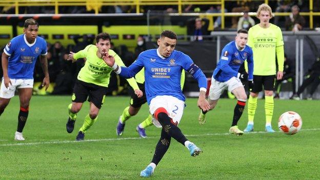 James Tavernier penalty v Dortmund