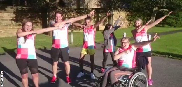 Team Brenda practise their 'Bolt' pose in preparation for the Great North Run