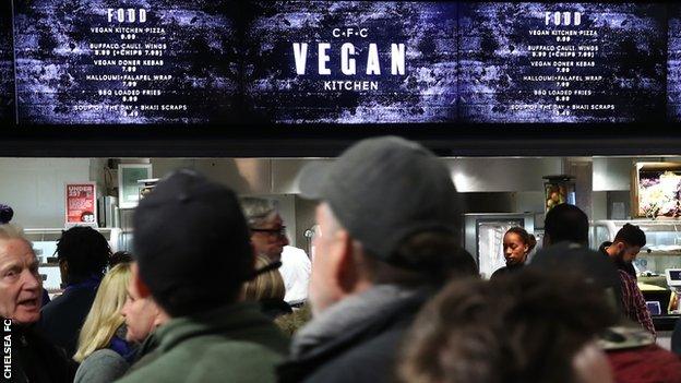 The new vegan kiosk at Stamford Bridge