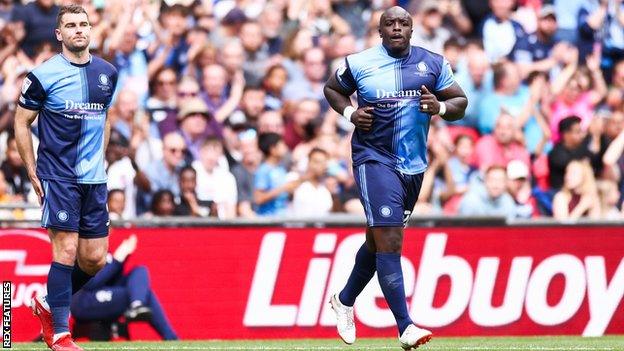 Adebayo Akinfenwa comes on for the final match of his career