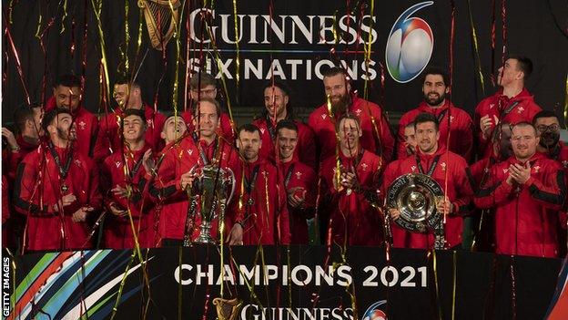 Wales celebrated winning the 2021 Six Nations with a presentation ceremony behind closed doors