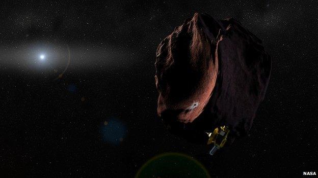 Artist's impression of New Horizons flying past 2014 MU69 in 2019