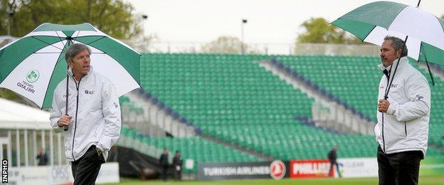 Umpires Nigel Llong and Richard Illingworth held several pitch inspections over the course of the day