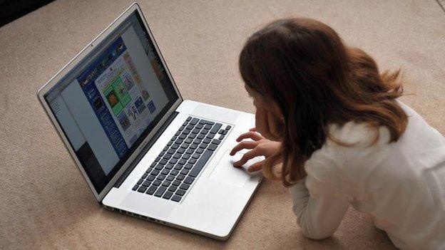 Young girl browsing the internet