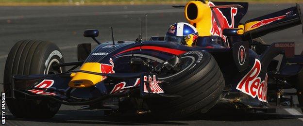 David Coulthard crashes during the 2008 Australian Grand Prix