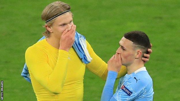 Erling Haaland and Man City forward Phil Foden