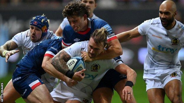 Exeter Chiefs' Stuart Hogg in action against Bristol Bulls