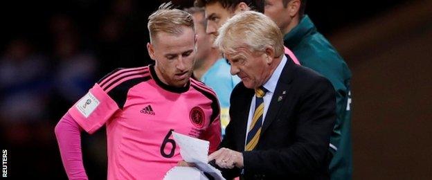 Scotland's Barry Bannan with head coach Gordon Strachan