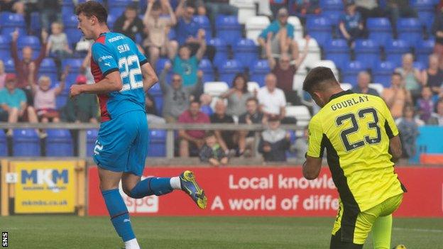 Inverness Nathan Shaw celebrates as he makes it 4-1 in time added-on