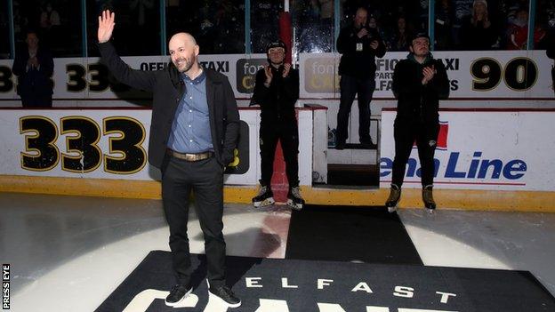 Colin Shields acknowledges the applause at the SSE Arena