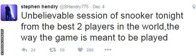 Stephen Hendry tweet