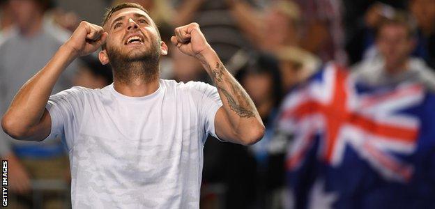 Dan Evans during the Australian Open in 2017