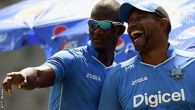 Simmons, right, played 25 Tests and 143 one-day internationals for West Indies between 1987 & 1999