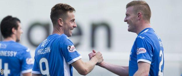 St Johnstone's Steven MacLean celebrates with Brian Easton