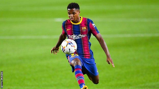 Ansu Fati playing for Barcelona