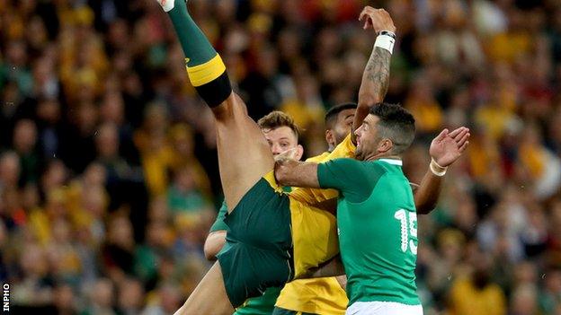 Rob Kearney tackles Israel Folau in the first Test in Brisbane