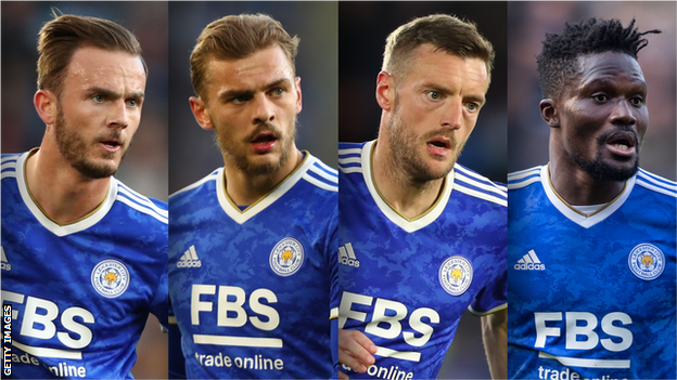 James Maddison, Kiernan Dewsbury-Hall, Jamie Vardy and Daniel Amartey