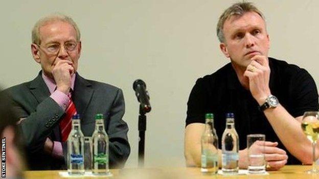 Crewe chairman John Bowler (left) and manager Steve Davis