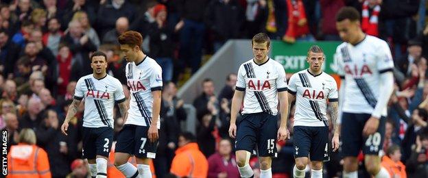 Dele Alli and Tottenham team looking disappointed