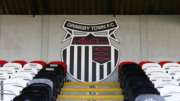 Grimsby Town logo at their Blundell Park home