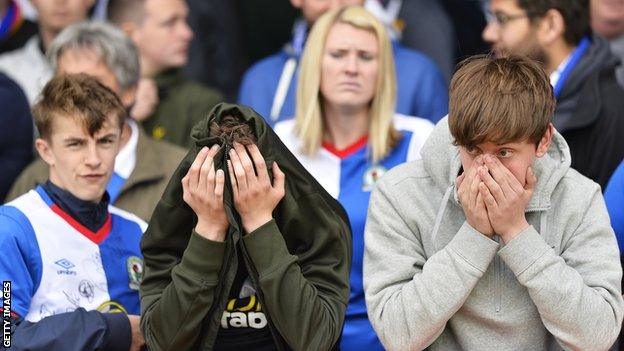 Blackburn fans watch their side relegated in 2017