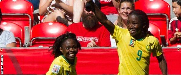 Cameroon striker Madeleine Ngono Mani celebrates