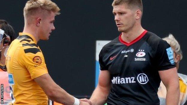 Owen Farrell waited to apologise to Wasps' replacement Charlie Atkinson before leaving the field