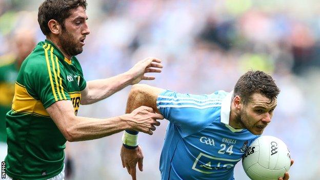 Kerry's Anthony Maher tries to keep pace with Dublin's Kevin McManamon