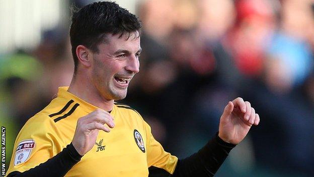 Padraig Amond celebrates his goal against Exeter