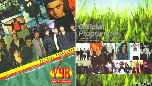 V Festival programme covers from 1998 and 2001