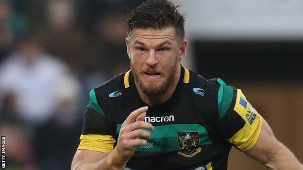 Rob Horne in action for Northampton Saints