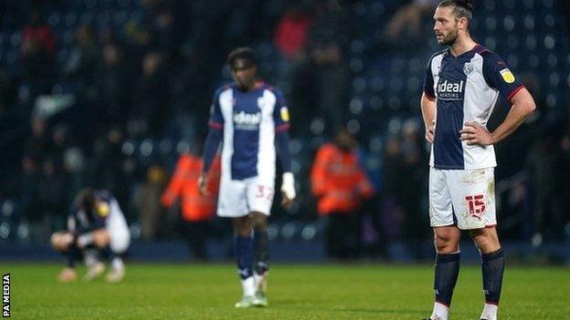 West Bromwich Albion;s players looked dejected at the final whistle following their side's 2-0 home defeat by Swansea