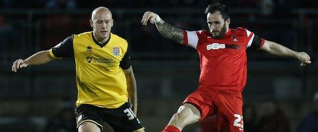 Chris Dagnall playing for Leyton Orient against Northampton Town