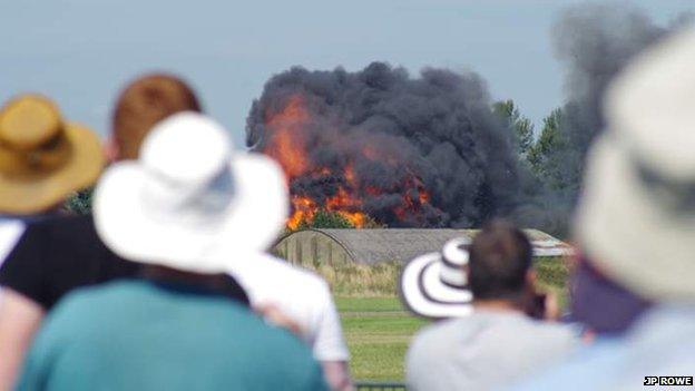 Spectators watching aftermath of the Shoreham air crash