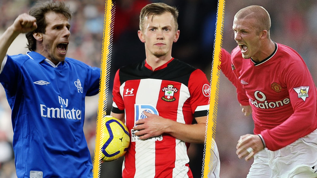 Gianfranco Zola, Chelsea, James Ward-Prowse, Southampton, David Beckham, Manchester United