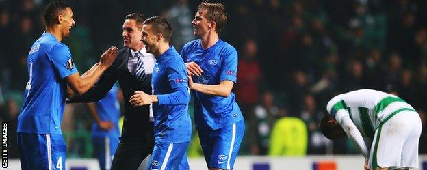 Molde celebrate their win over Celtic