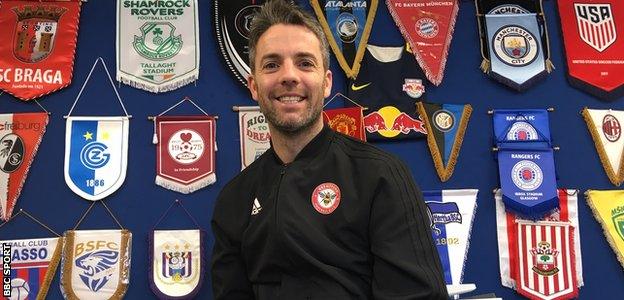 Brentford B assistant Allan Steele in his office at Jersey Road