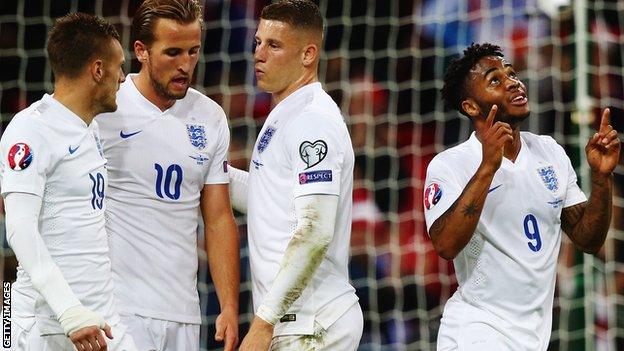 England players celebrate