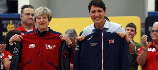 Theresa May and Justin Trudeau