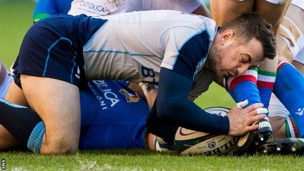 Greig Laidlaw in action for Scotland against Italy