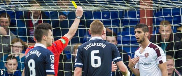 Igor Rossi is shown yellow for felling Ross County's Jackson Irvine