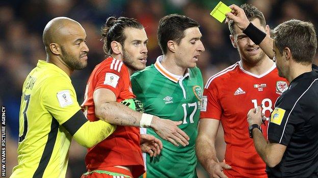 Gareth Bale's booking in the draw with Republic of Ireland ruled him out of Wales' last game against Serbia