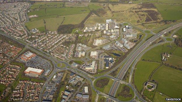 Aerial view of Thorpe Park