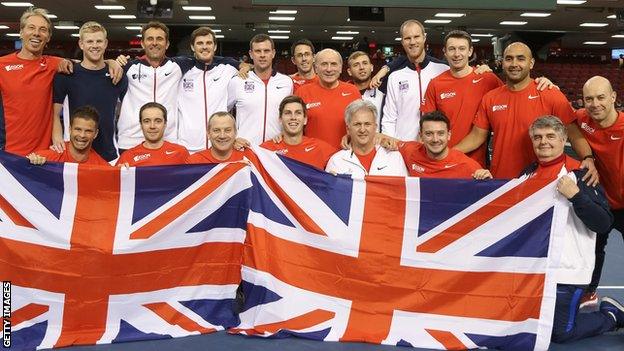 Great Britain celebrate their victory over Canada