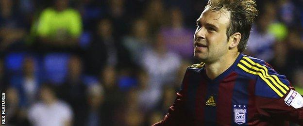 Brett Pitman celebrates Ipswich's equaliser